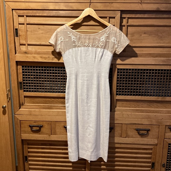 Vintage linen fitted dress and matching coat - Picture 3 of 6